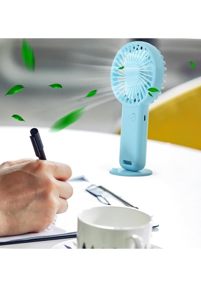 Mini Fan,telefon Tutucu,portatif El Vantilatörü Mavi 9,3x19cm
