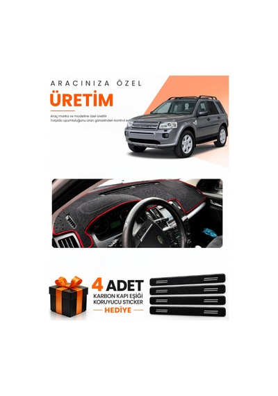 Land Rover Freelander 2006-2014 Uyumlu Torpido Koruma Örtüsü Oto Kılıfı - Siyah Kırmızı