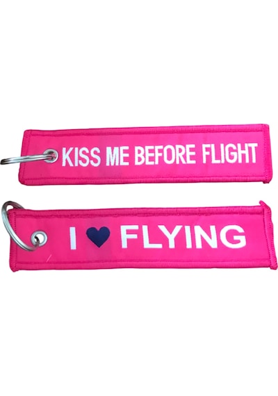 Bd Tekstil I Love Flyıng Baskılı Çift Taraflık Anahtarlık Pembe