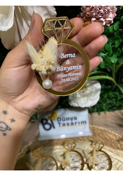 Uv Baskı Pleksi Magnet Söz, Nişan, Nikah, Düğün, Kına 10 Adet Bordo