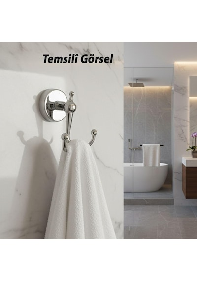 Dolce Krom Gümüş İkili Askılık Vidalı Paslanmaz Metal Duvar Askısı Banyo Wc Mutfak İçin Dayanıklı Diğer
