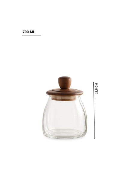 3 Boy Ahşap Kapaklı Vakumlu Borosilikat Cam Kavanoz Baharatlık (500 ml,700 ml,1200 ml)