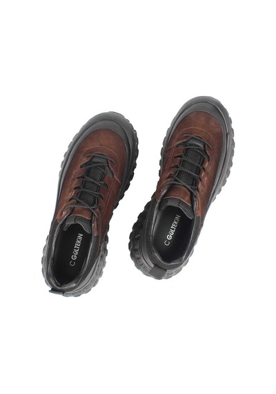Erkek Kahverengi Kalın Tabanlı Nubuk Deri Sneaker