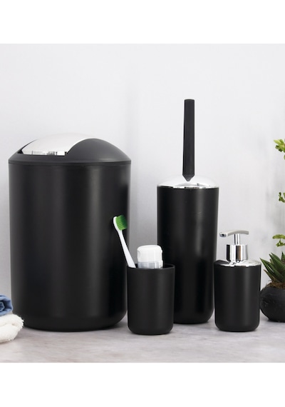 Banyo Aksesuar Seti, Çöp Kovası Seti Siyah