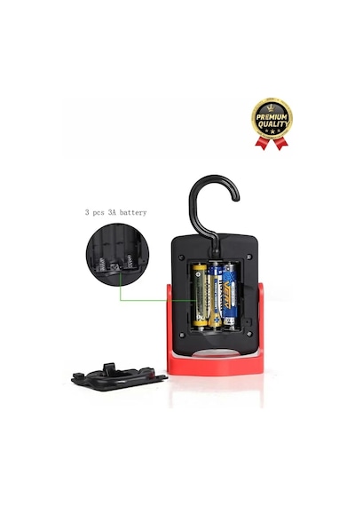 Premium Kancalı Asılabilir Mıknatıslı Pilli Beyaz Işık 50 Metre Mesafeli 20+3 Smd Parlak Led Lamba Diğer