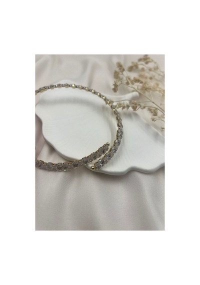Lunarie Altın Renk Işıltılı Taşlı Choker Kolye