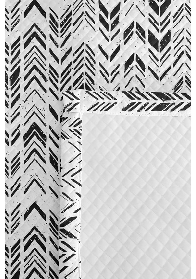 Siyah Geometrik Genç Odası Tek Kişilik Pike Takımı-modern Ok Motifli 160x220cm Kapitone Yatak Örtüsü Ekru