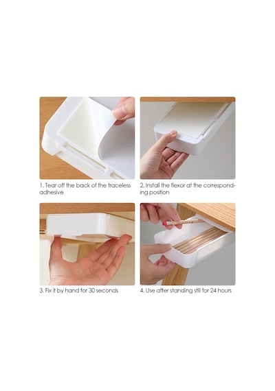 Masa Altı Gizli Saklama Çekmecesi 20x10,5x3cm Beyaz