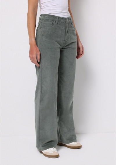 Colins Berry Fit Yüksel Bel Geniş Paça Kadın Yeşil Pantolon Cl1076106 Q1.v2 Sag Sage