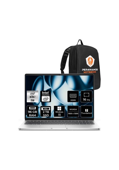 Dell Pro 16  BTO107PC16250P444 Ultra 7-255U96 GB 2 TB SSD 16" W11P Dizüstü Bilgisayar