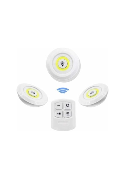 Dolap Işığı Mutfak Rafı Işığı Uzaktan Kumandalı 3 Lü Spot Led Lamba Çok Renkli 59721035