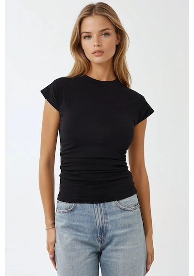 Hiccup Slim Fit Kısa Kollu Bisiklet Yaka Tişört Siyah