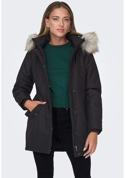 Only Bayan Uzun Mont Kapüşonlu Parka 15300633 Siyah