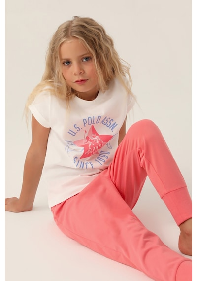 U.s. Polo Assn Lisanslı Starry Krem Kız Çocuk Pijama Takımı 5274-43268 Krem