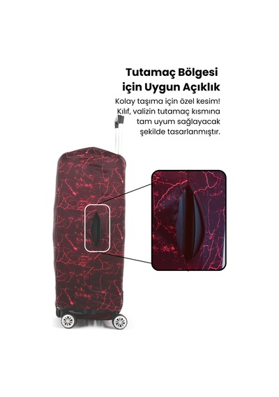 Lubros Valiz Kılıfı Bavul Koruyucu Yıkanabilir Alev Damarı