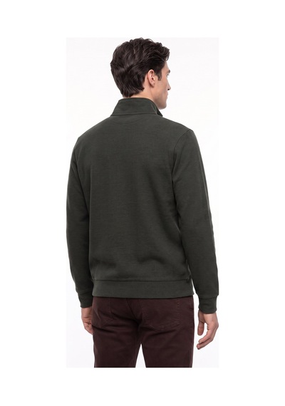 Mustang Haki Erkek Fermuarlı Basic Nakışlı Sweatshirt M6wm-swt1591