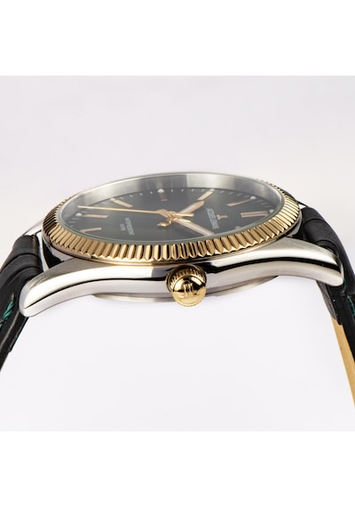 Jacques Lemans Jl.50-4w Quartz Deri Siyah Yeşil Kadran 10 Atm 34 Mm Kadın Kol Saati Gri