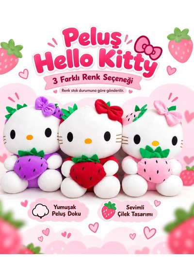 Oyuncak Hello Kitty Peluş Büyük Boy Yumuşak Sevimli Hediyelik Oyun Arkadaşı 40 Cm Mor