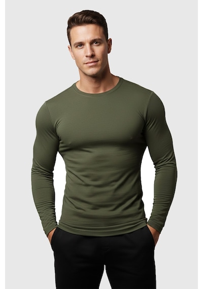 Rizzup Haki Dar Kalıp Likralı %90 Pamuk Erkek Sweatshirt Vücuda Oturan İnce Penye Sweat 2300423 Rizzup Haki Dar Kalıp Likralı %90 Pamuk Erkek Sweatshirt Vücuda Oturan İnce Penye Sweat 2300423