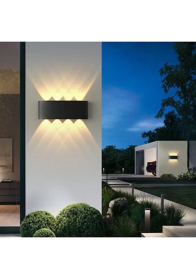 15 W İki Yönlü Led Duvar Aplik - Gün Işığı 3000k - Siyah - Ip44 - Ct-8013g