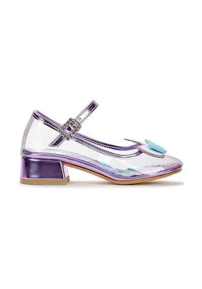Kiko Kids Unicorn Kız Çocuk Topuklu Abiye Şeffaf Ayakkabı Lila Lila
