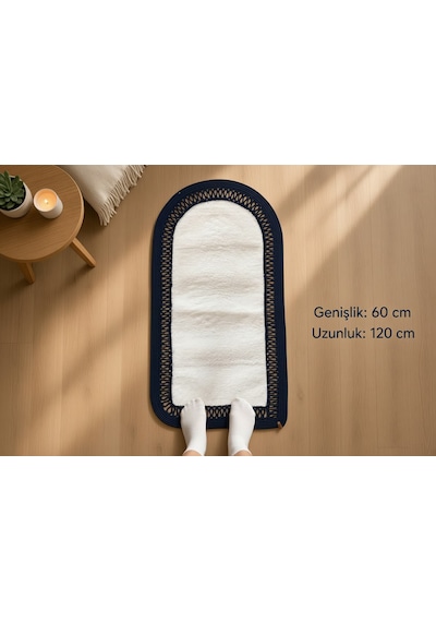 Nakkaş Home Peluşlu Jüt Seccade 60x120 Yumuşak Dokulu Kaydırmaz Taban Siyah&beyaz Siyah - Beyaz