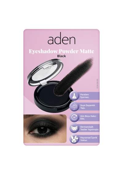 Aden Eyeshadow Powder Matte - Mat Göz Farı 01 Black Siyah 0