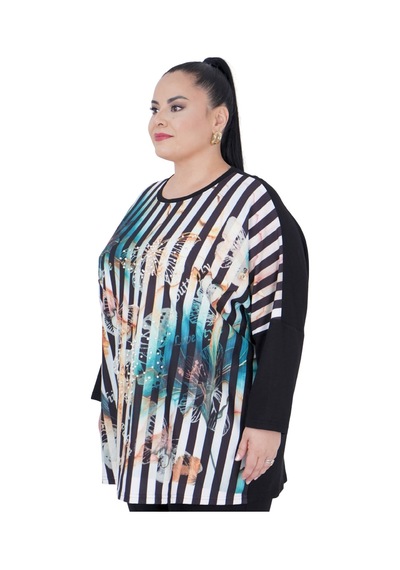 Kadın Büyük Beden Oversize Salaş Bluz Tunik Siyah
