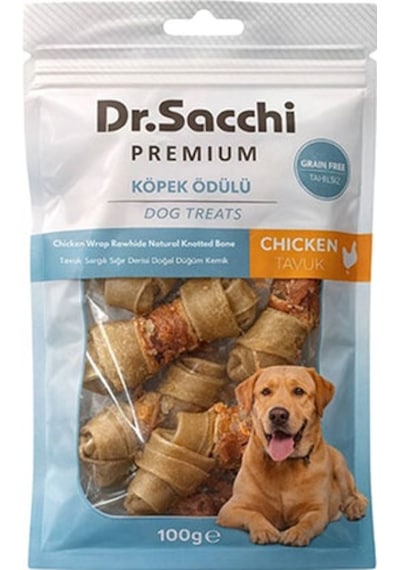 Dr.sacchi Premium Tavuk Sargılı Sığır Derisi Doğal Düğüm Kemik Tahılsız Köpek Ödülü 2 8li 100 Gr 109-30013.01
