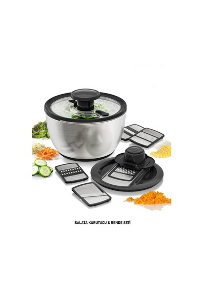 Salata Kurutucu & Rende Seti Çok Fonksiyonlu Doğrayıcı Ve Kurutucu Paslanmaz Çelik Set-570 Diğer