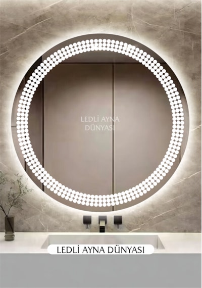 70 Cm Beyaz Işıklı Duvar Banyo Antre Makyaj Ledli Ayna Beyaz - Gümüş