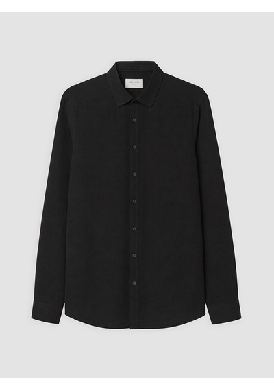 Lcw Vision Siyah Regular Fit Keten Görünümlü Erkek Gömlek