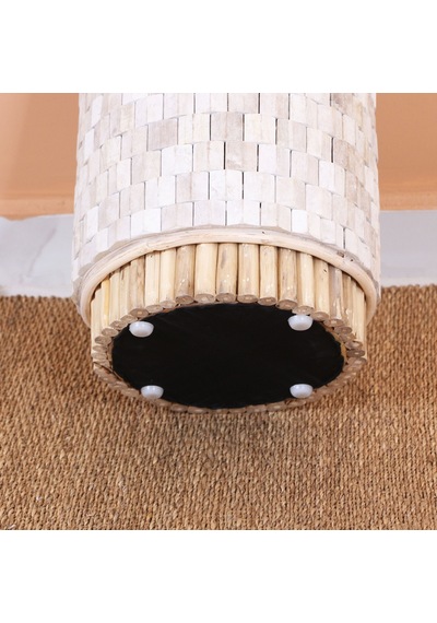Solid Thin Wood Teak Sehpa 30x45 Cm Beyaz