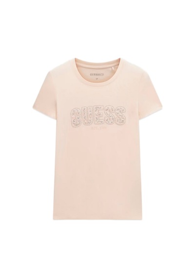 Guess W5gı04j1314j1314 Cn Ss Logo Lace Tee Kadın Tişört Bej