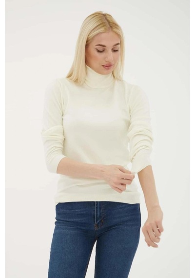 Fashion Frends Baıkçı Yaka Kazak Ekru