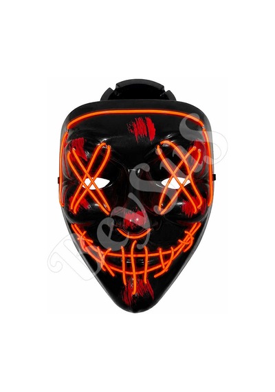 Cadılar Bayramı Siyah Maske Neon Kırmızı Işıklı Tüm Yaşlar