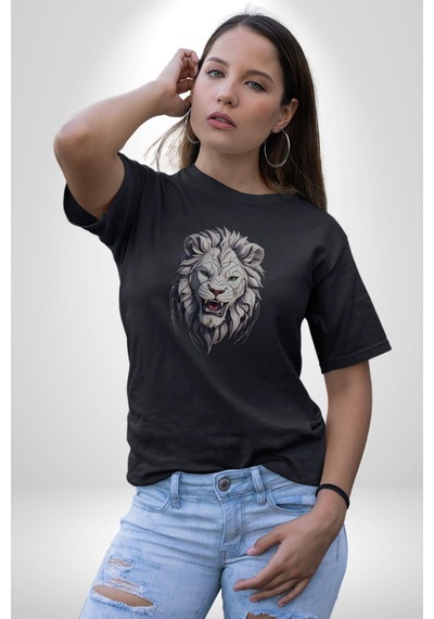 Siyah Kaplan Kükreme Unisex Unisex Siyah Organik Baskılı T-shirt Penye Yüksek Kalite Siyah