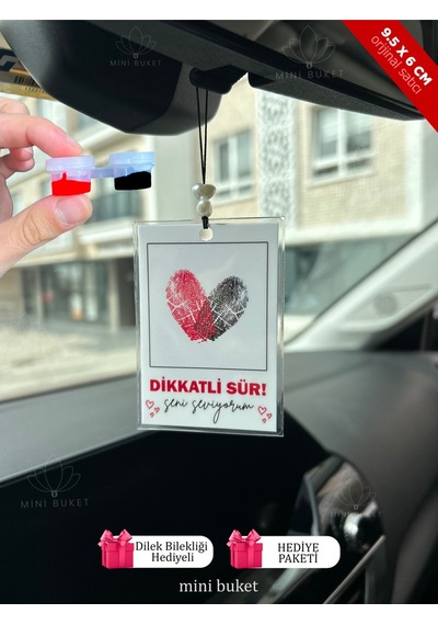 Sevgili Parmak Izi Dikiz Aynası Süsü, Kişiye Özel, Kokusuz Araba si