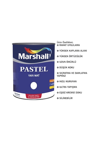Marshall Pastel Yarı Mat Ahşap-Metal-Duvar Boyası Beyaz 0.75Lt=1K