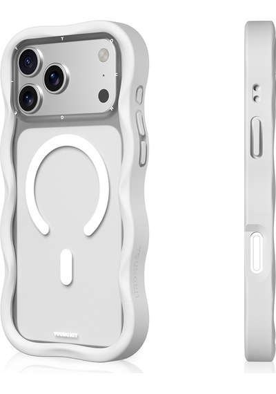 Apple Uyumlu iPhone 17 Pro Max  Kılıf M-safe Şarj Özellikli Youngkit Wave Matte Serisi Kapak Beyaz Beyaz