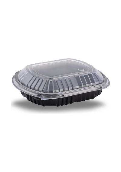 Şeffaf Kapaklı Sıcak Soğuk Isıya Dayanıklı Yemek Salata Kabı Kutusu - Kare - 21x25 Cm. - 30 Adet