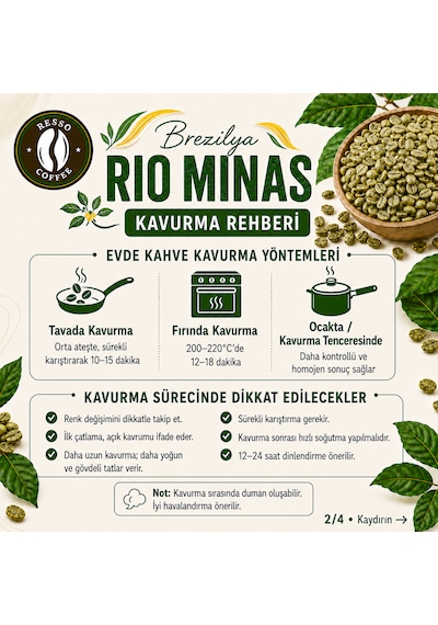 Resso Coffee Avantaj Brezilya %100 Arabica Yeşil & Çiğ Kahve Çekirdeği 1 KG