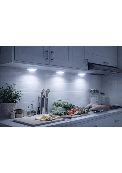 Kablosuz Led Dokunmatik Işık Seti 3 Lü , Uzaktan Kumandalı, Beyaz Işık, Ayarlanabilir Parlaklı Diğer