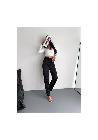 Gugus Kadın Saten Pantolon Trend Wide Leg Model Siyah