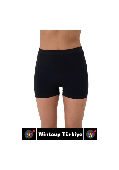 Özel Üretim İz Göstermez Yüksek Bel Toparlayıcı Dikişsiz Boxer Şort Korse Siyah