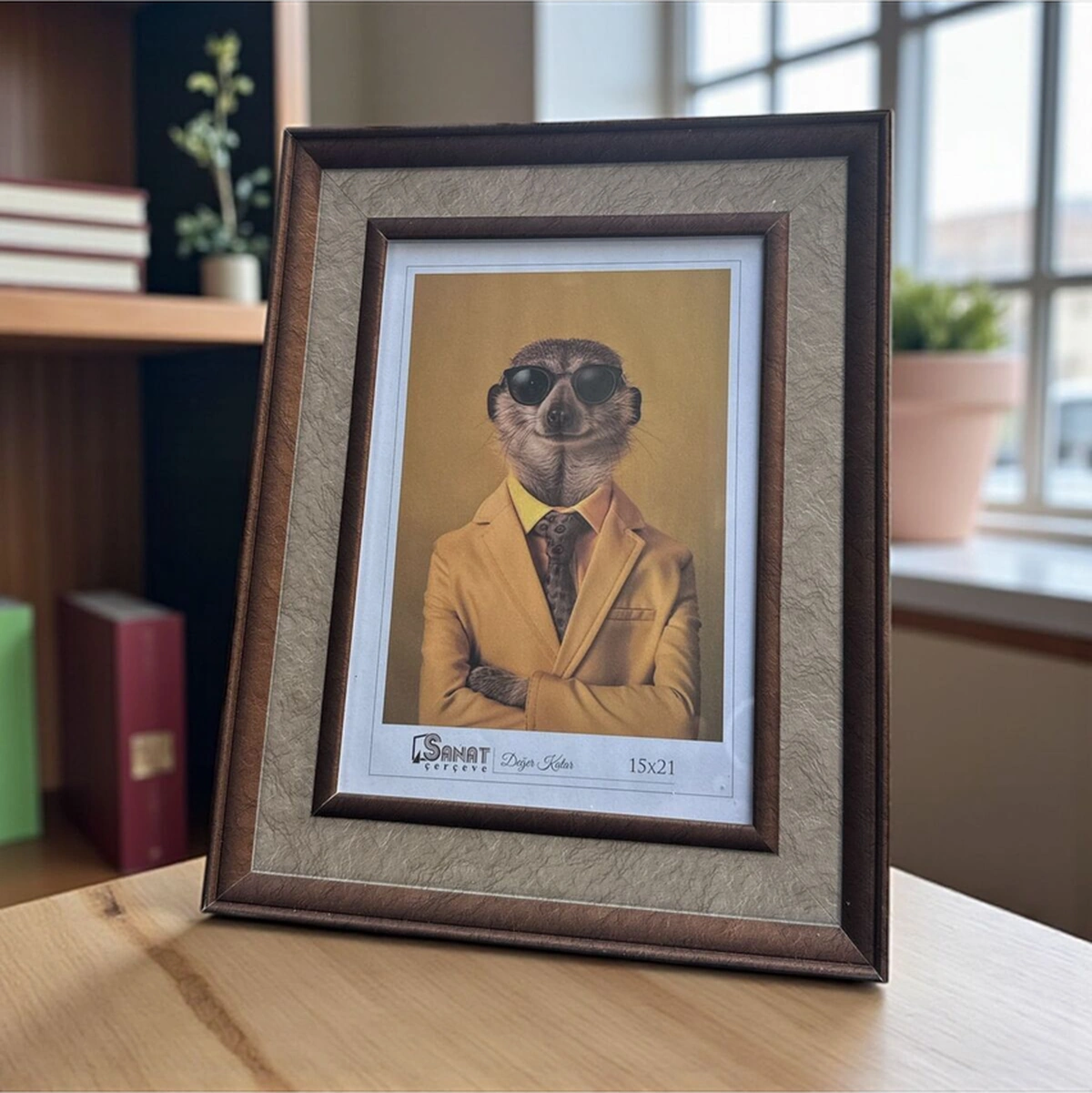 Dekoratif Ahşap Sanat Resim Çerçevesi Kahverengi-krem 15x21 Cm