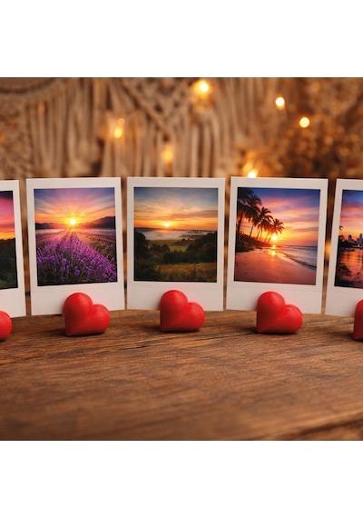 Instax Polaroid Fotoğraf Tutucu Kalp Figürlü Stand 5 Li Kırmızı