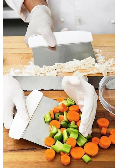 Flosoft Metal Spatula Hamur Kesici Doğrayıcı Kazıyıcı, Sebze Meyve Dilimleyici Paslanmaz Metal