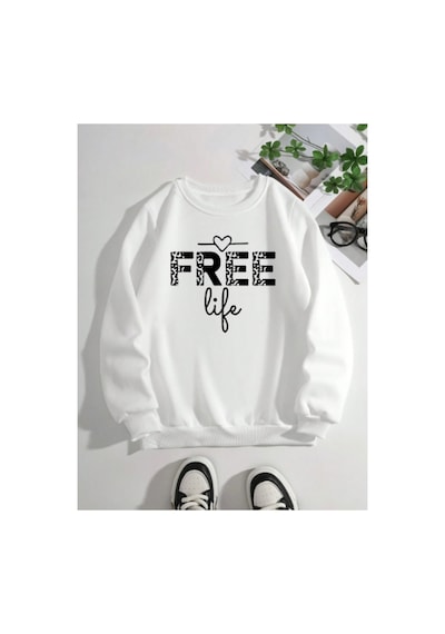 Magors Stıl-x Bisiklet Yaka Pamuklu Beyaz Renk, Free Lıfe Baskılı Oversıze Sweatshırt Beyaz Magors Stıl-x Bisiklet Yaka Pamuklu Beyaz Renk, Free Lıfe Baskılı Oversıze Sweatshırt Beyaz