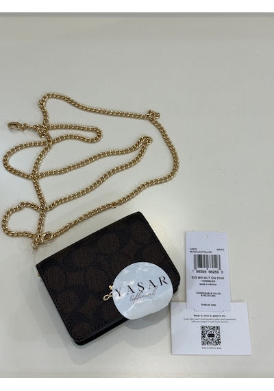 Coach Mini Wallet On A Chain Zincir Askılı Kadın Çanta Acı Kahverengi